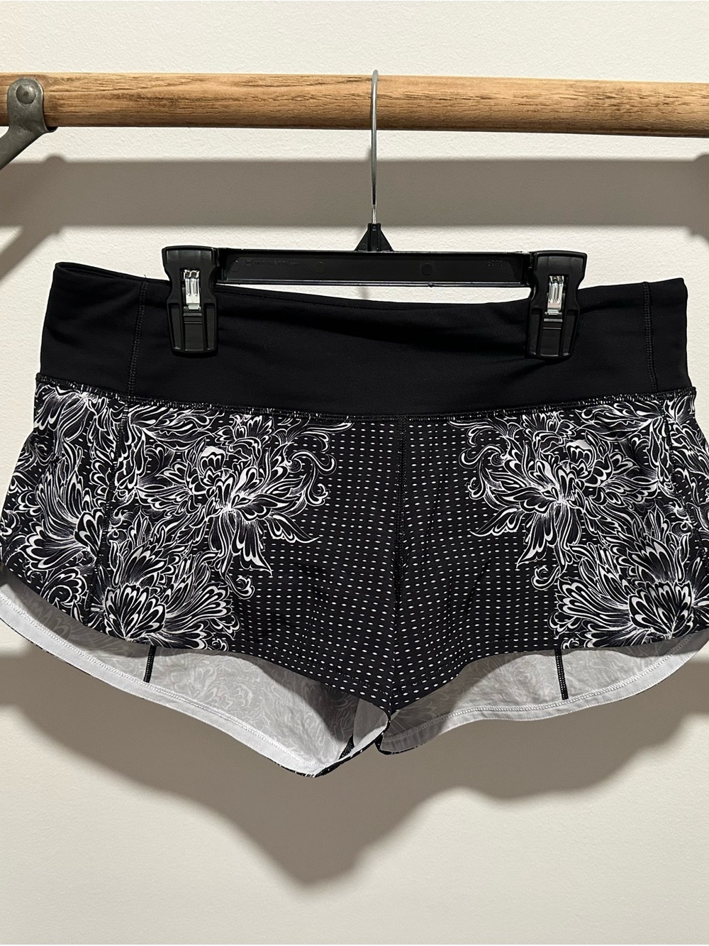 lululemon athletica Black Floral-Print Athletic Shorts